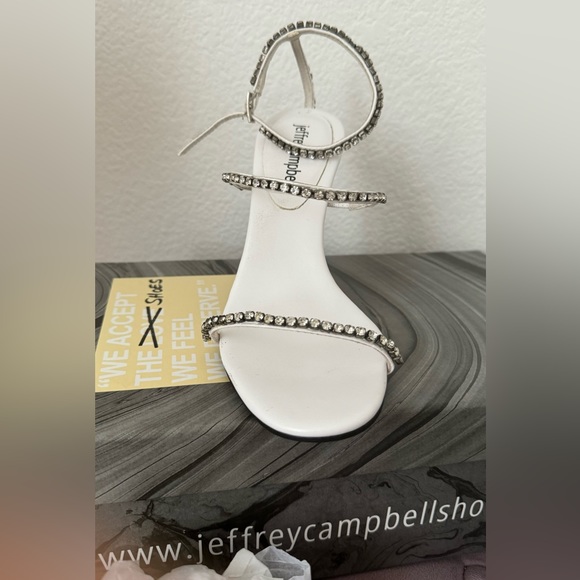 Never Worn Jeffrey Campbell Demonic White Silver Perfect Rhinestone Heel Sandals - Picture 4 of 7